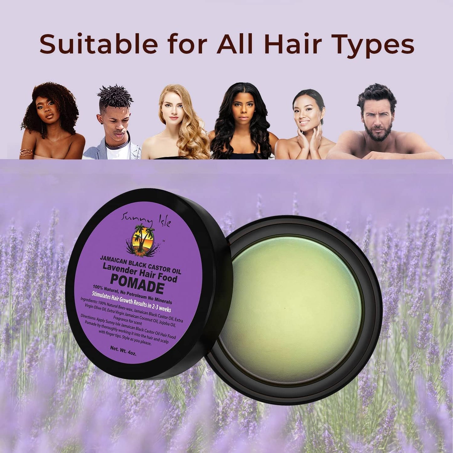 Sunny Isle Jamaican Black Castor Oil Lavender Hair Food Pomade, 4 oz | For Dry Scalp, Hair Breakage, Split Ends, Frizz Control & Dandruff Beauty & Personal Care Sunny Isle