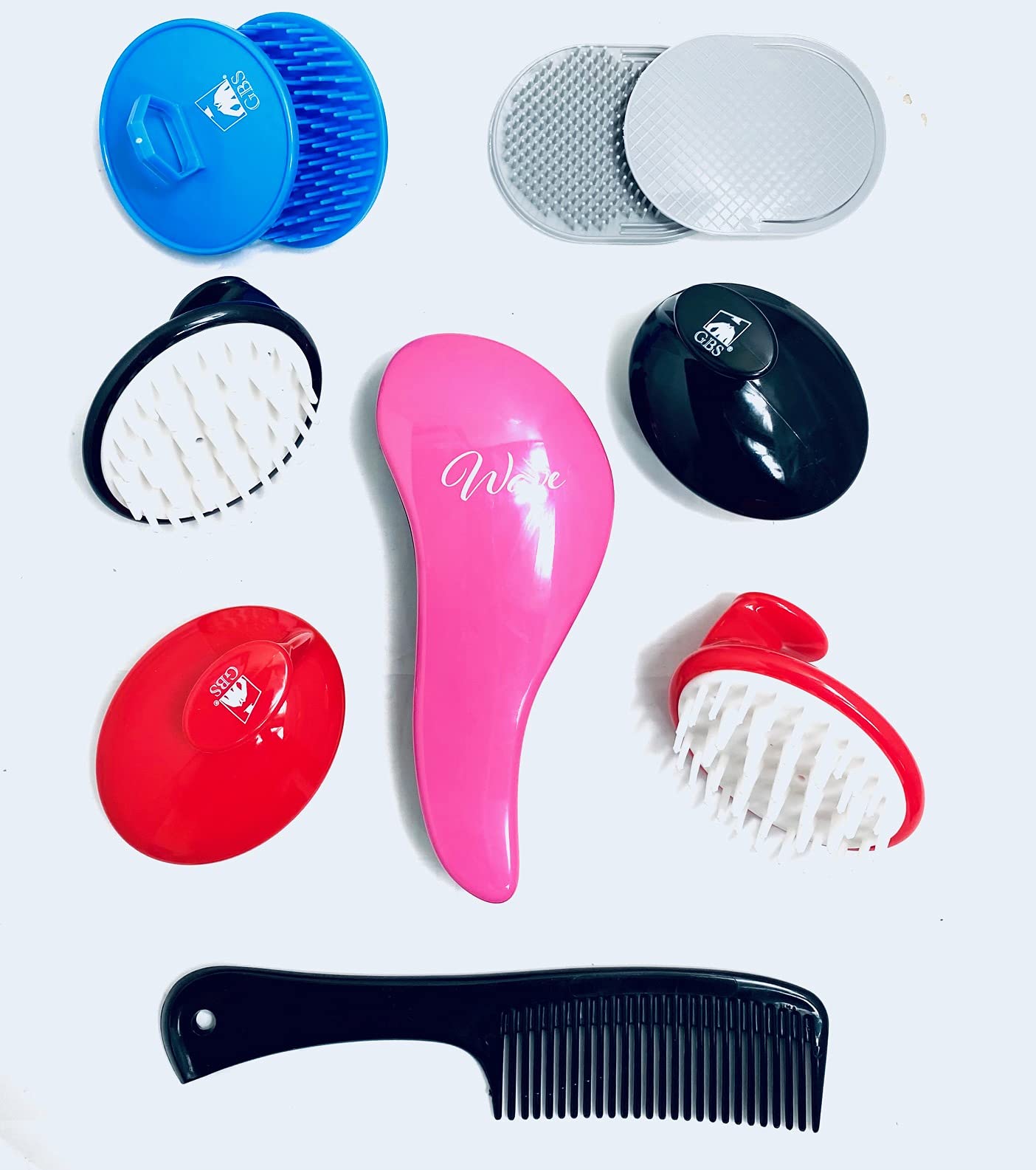 G.B.S Detangling, Shower, Scalp, Pocket Hair Brush and Comb Set, Portable Hair Shampoo Massager, 10 Pieces Beauty and Personal Care G.B.S
