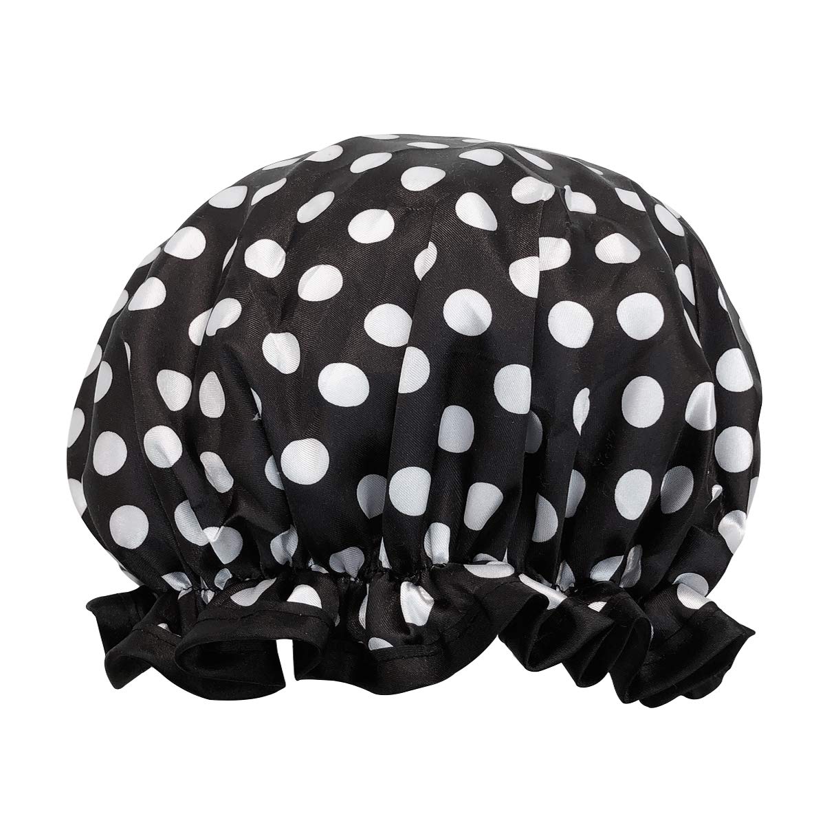 allydrew Reusable Women's Waterproof Shower Caps for Long Hair, Black and White Dots Beauty & Personal Care allydrew