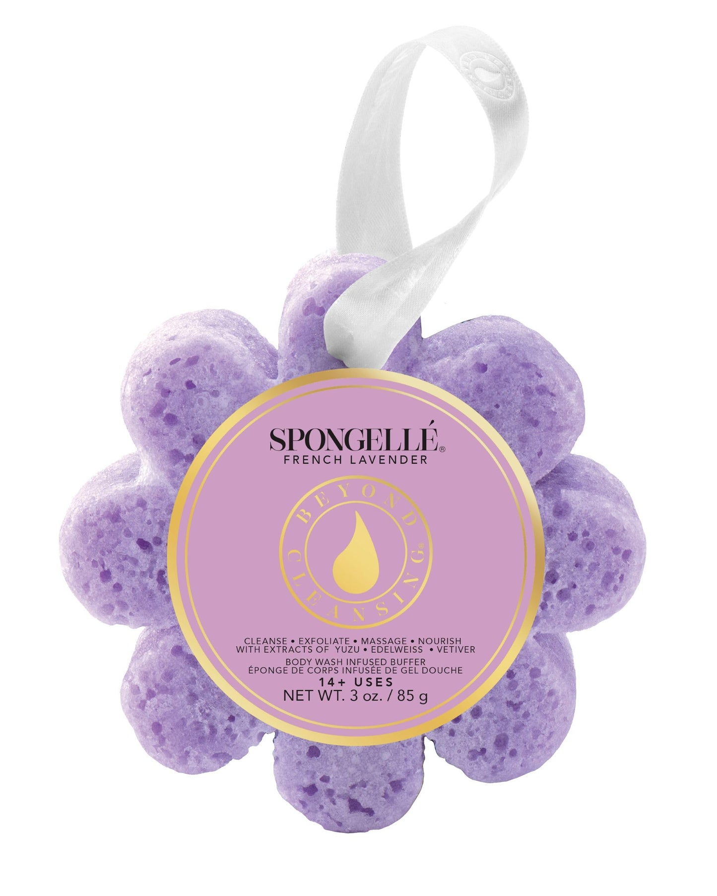 Spongellé French Lavender Wild Flower Bath Sponge - Built-in Body Wash & Body Scrubber, Shower Loofah Sponge for Women - 14+ uses Beauty and Personal Care SPONGELLÉ