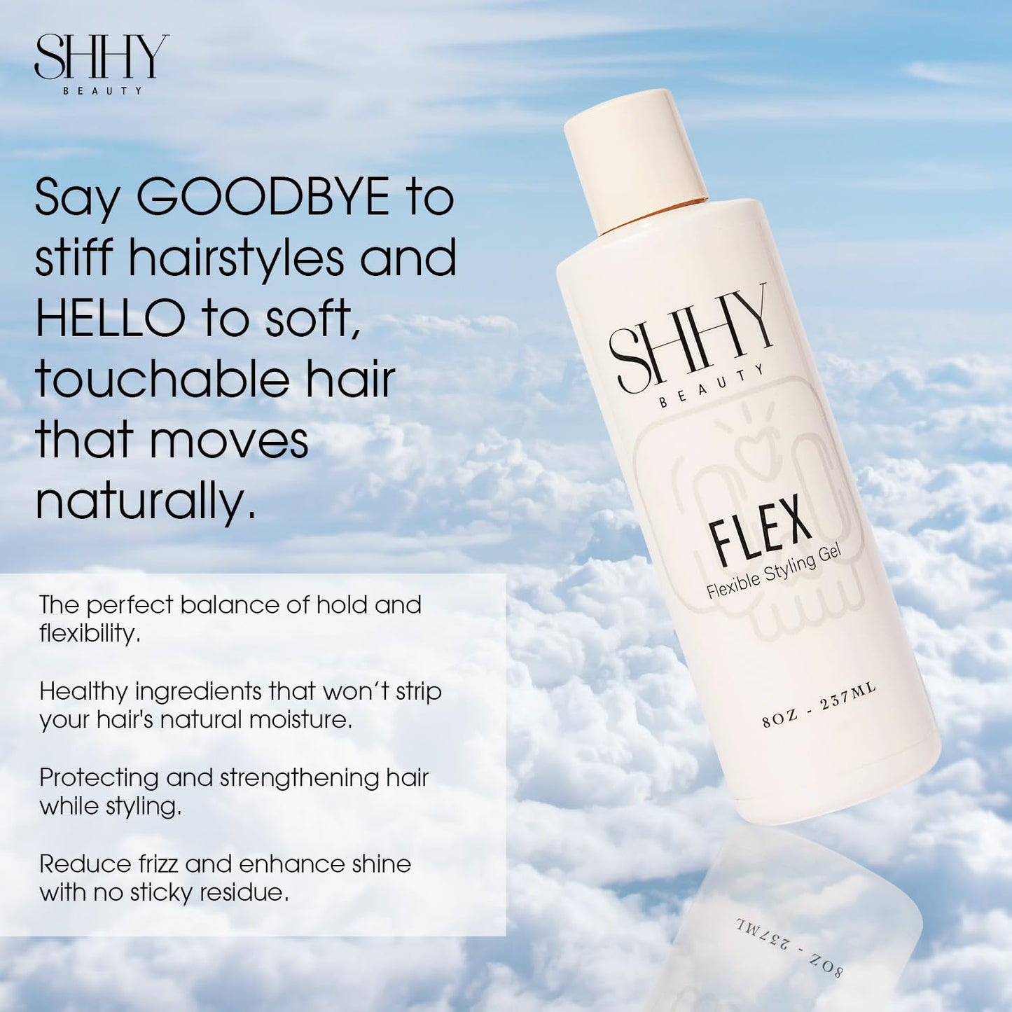 SHHY BEAUTY FLEX Styling Gel, Lightweight Vegan Hair Styling Gel with Flaxseed Oil, Banana Extract, and Hibiscus Flower Extract, Natural Hold, Frizz Beauty & Personal Care SHHY BEAUTY