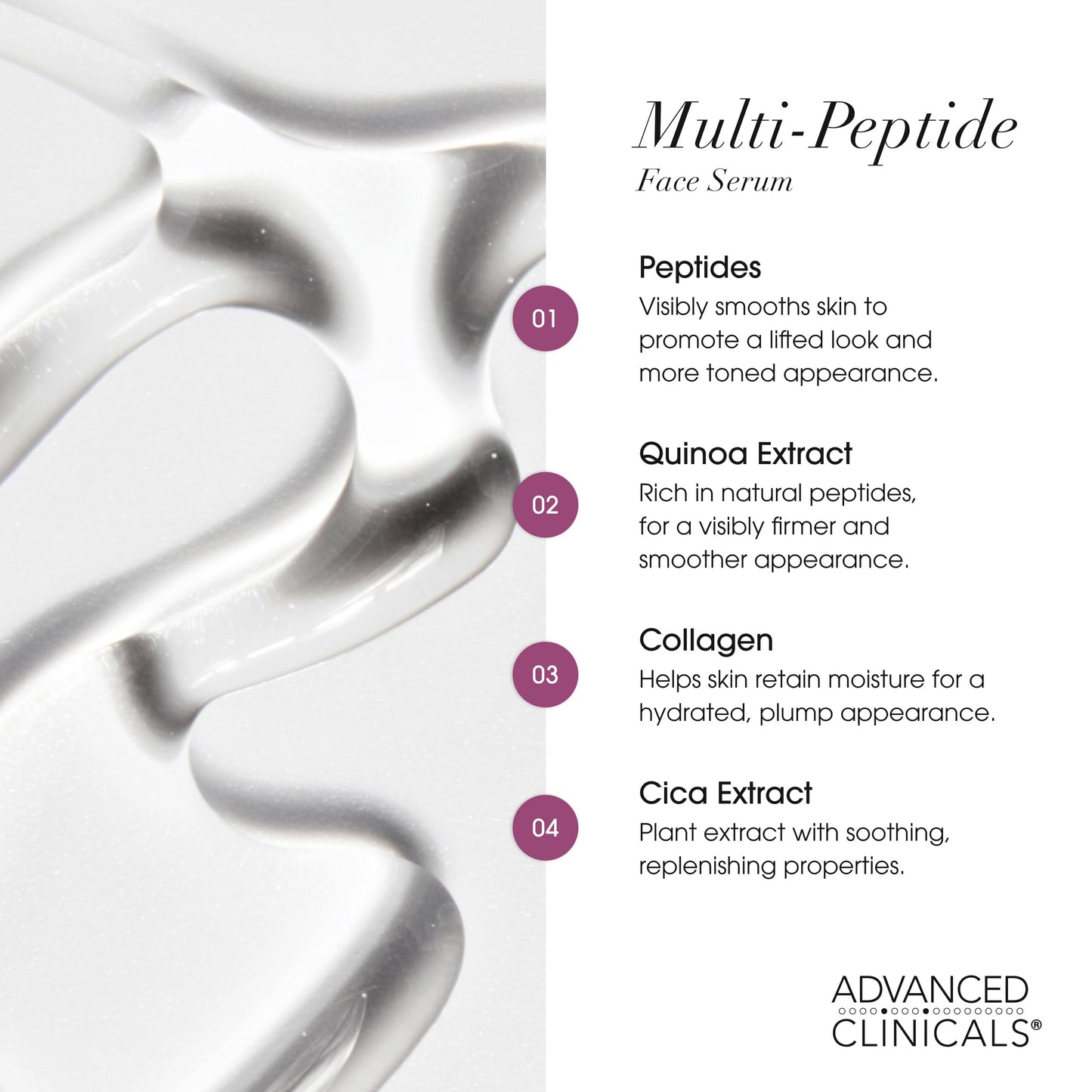 Advanced Clinicals Multi Peptides Serum For Face | Visible Anti Aging Hydrating Collagen Peptide Facial Serum With Vitamin E Helps Improve Look Beauty & Personal Care Advanced Clinicals