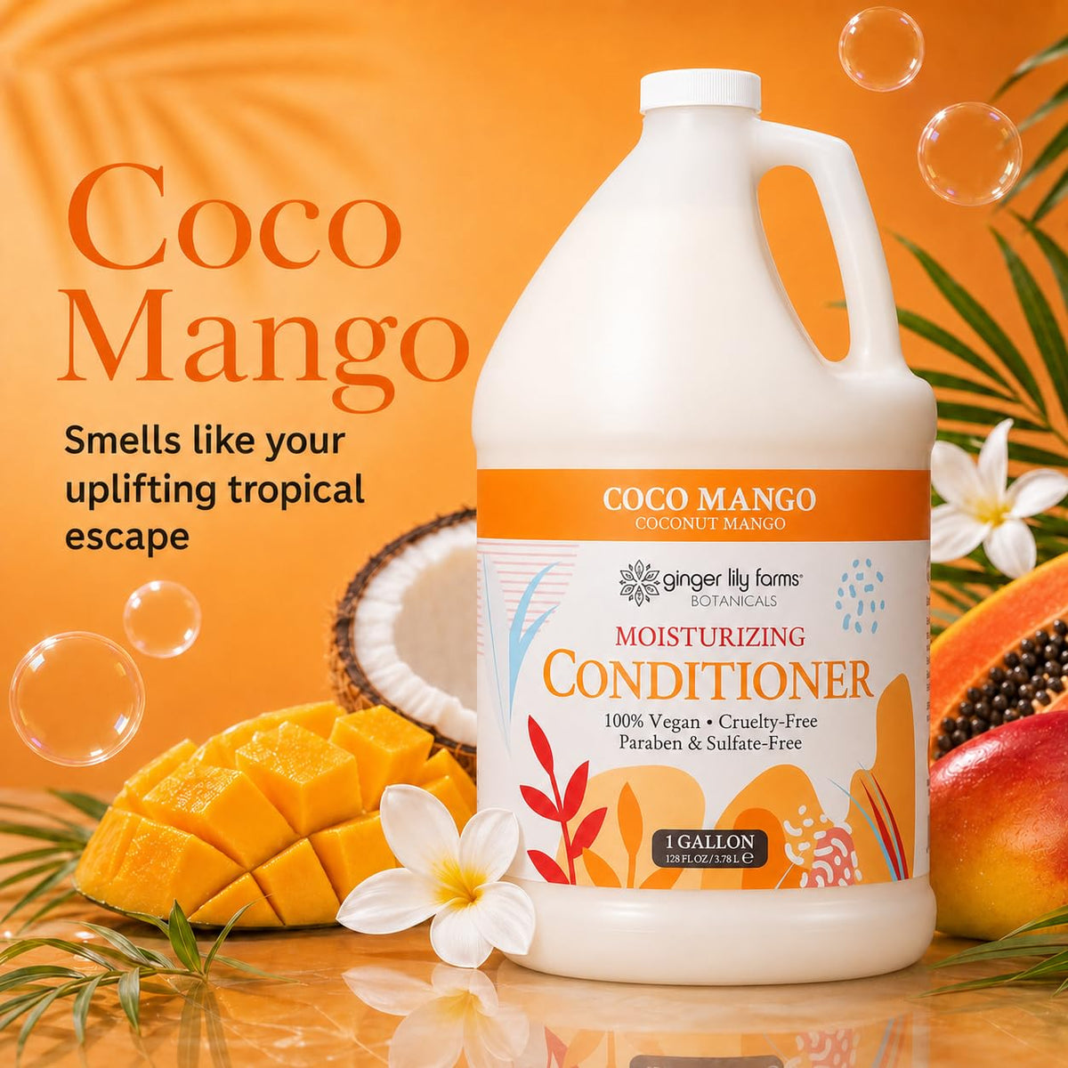 Ginger Lily Farms 4pk/1 gal Moisturizing Conditioner, Coconut Mango Scent