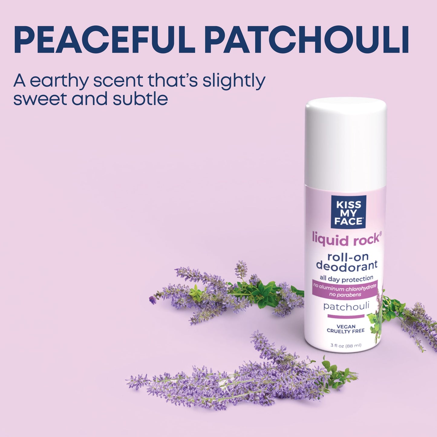Kiss My Face Liquid Rock Roll-On Deodorant, All Day Protection, Vegan and Cruelty Free, Patchouli Scent, 3 Fl Oz, Pack of 3 Beauty and Personal Care Kiss My Face