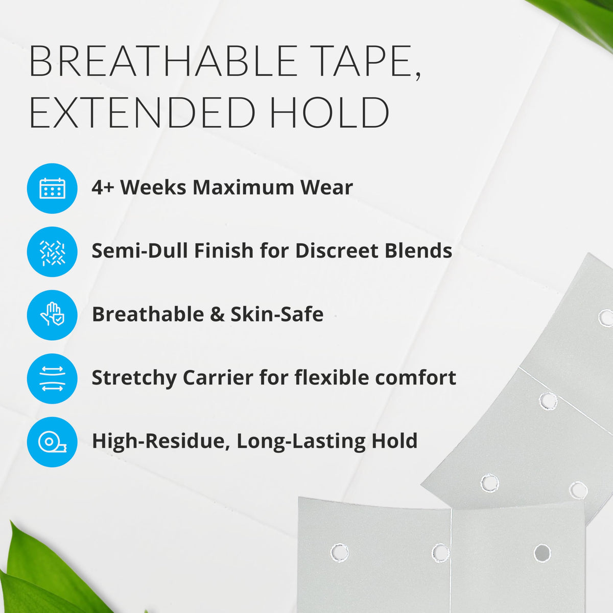 Walker Tape Extenda-Bond Plus Mini Tabs 3/4" x 1 1/2", Breathable Double Sided Wig Tape for Lace Systems, Toupees, and Tape in Hair Extensions Human
