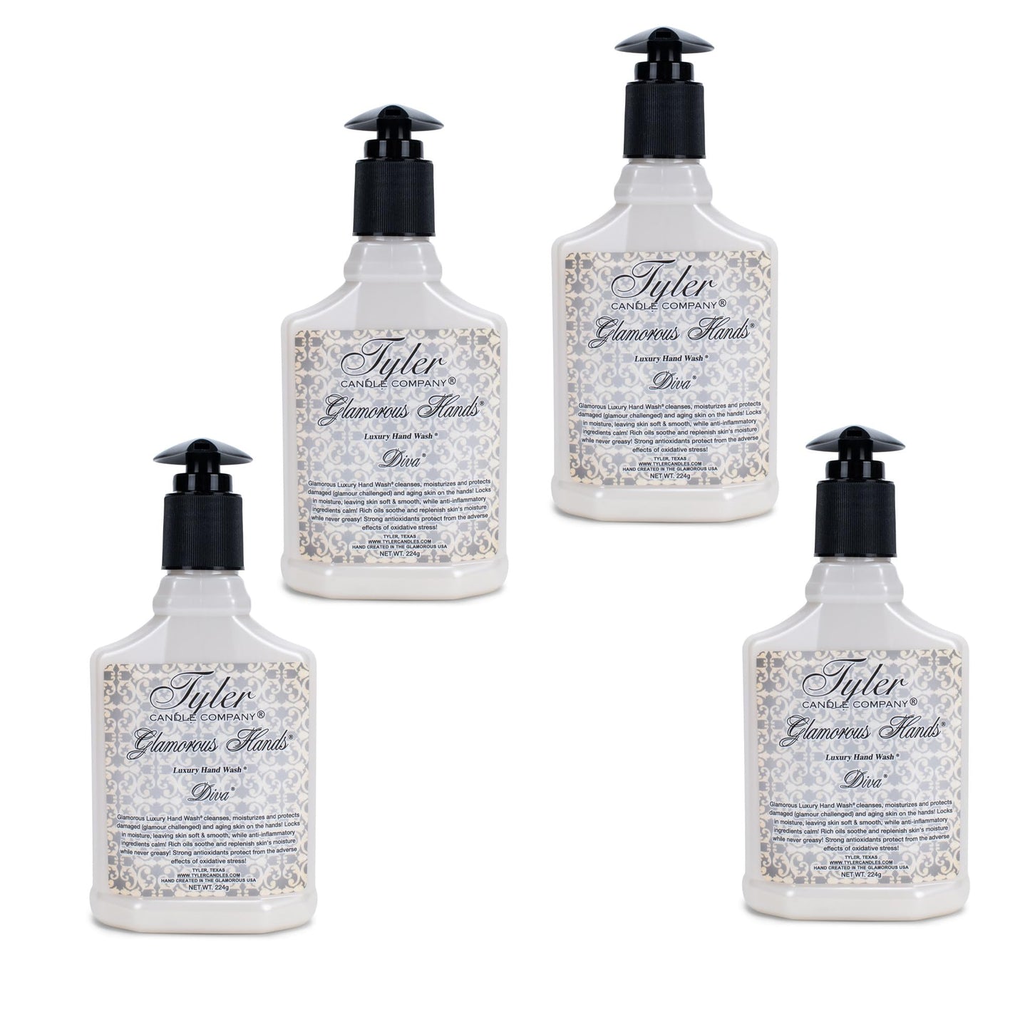 Tyler Glamorous Luxury 8 ounce Hand Soap Wash Pack of 4, Diva Beauty & Personal Care TYLER CANDLE COMPANY