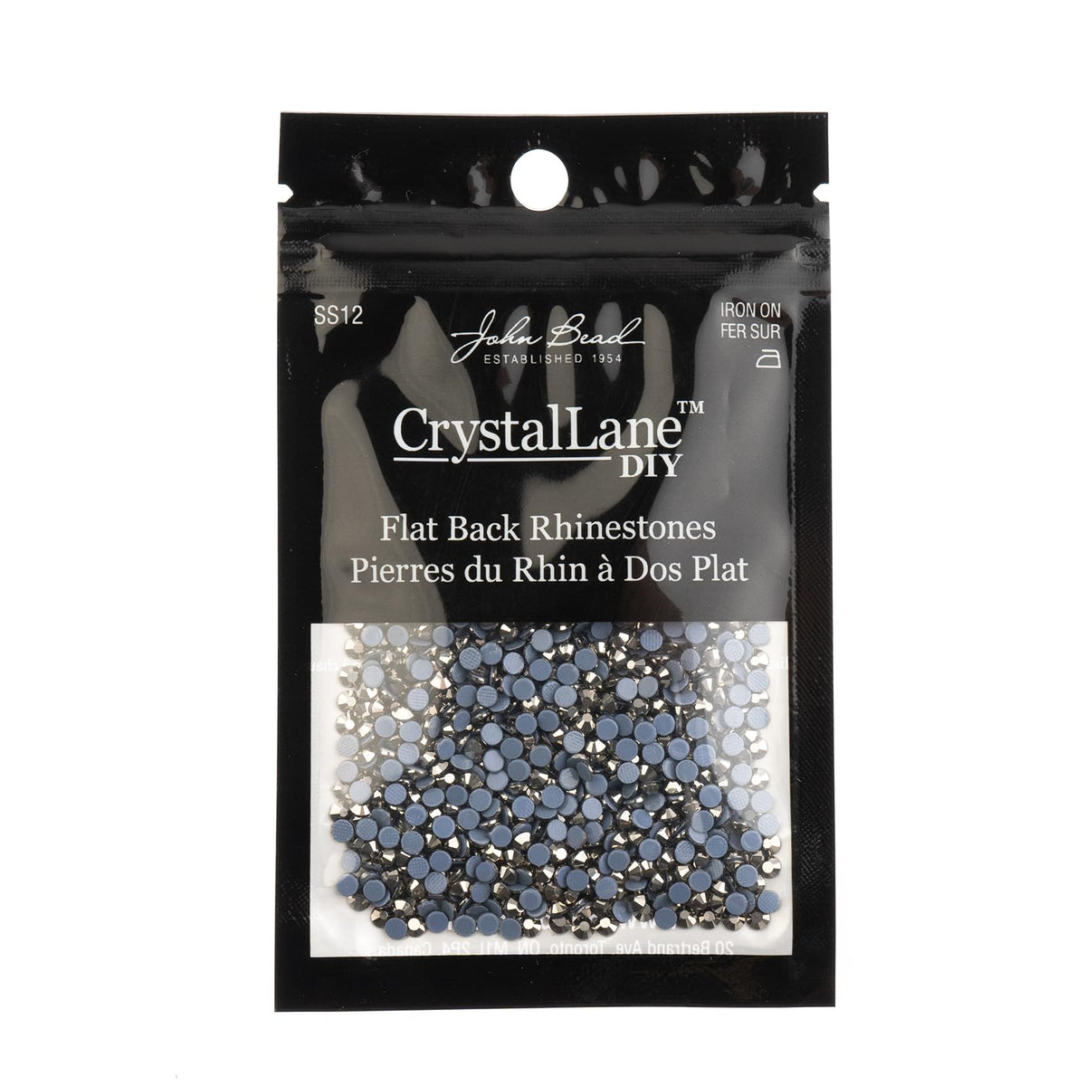Crystal Lane DIY Flat Back Hotfix Rhinestones, ss12 (3mm), Hematite 1440pcs