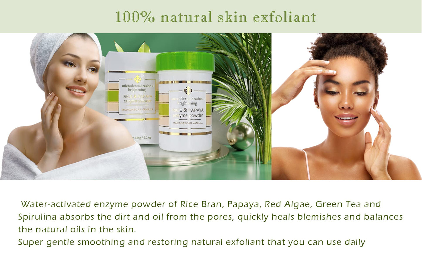 Rice and Papaya Enzyme Powder (water-activated) - All Natural Daily Face Exfoliator/Cleanser - Pore purifying, anti-aging, ingredients; fights Beauty & Personal Care Fleur De Lis Naturals