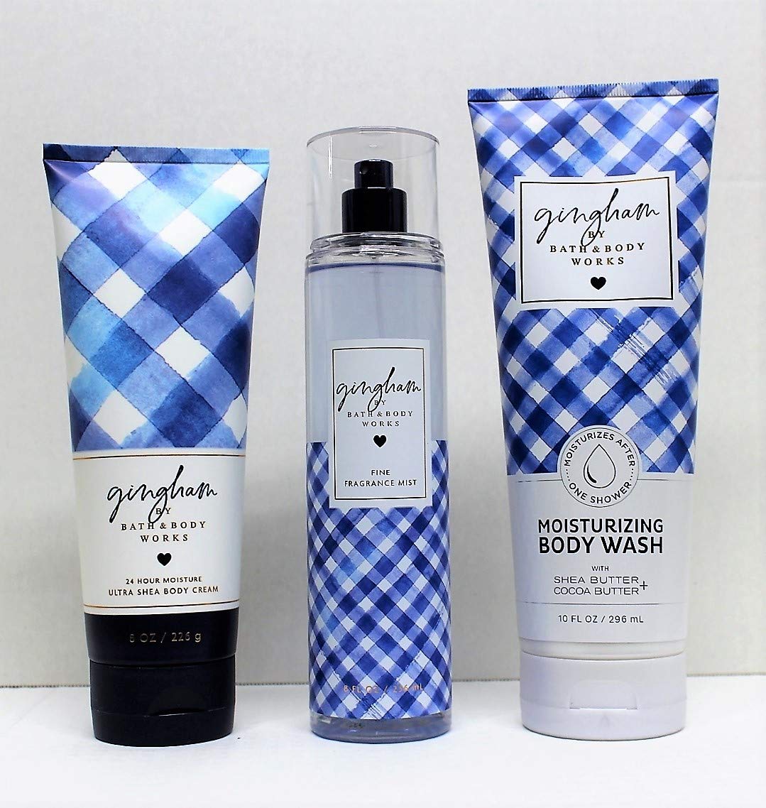 Gingham - 3 pc. Gift Set - Ultra Shea Body Cream, Fine Fragrance Mist and Moisturizing Body Wash (2019) Beauty & Personal Care Bath & Body Works