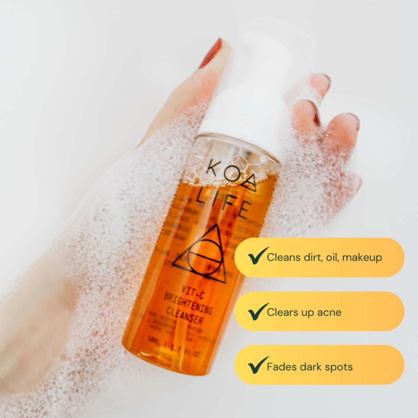 KOA LIFE Vit-C Illuminating Facial Cleanser - Vitamin C Facial Wash, Skin Illuminating Face Wash, Gentle Foam Cleanser, Vegan - 1.7 Fl Oz Beauty & Personal Care KOA LIFE