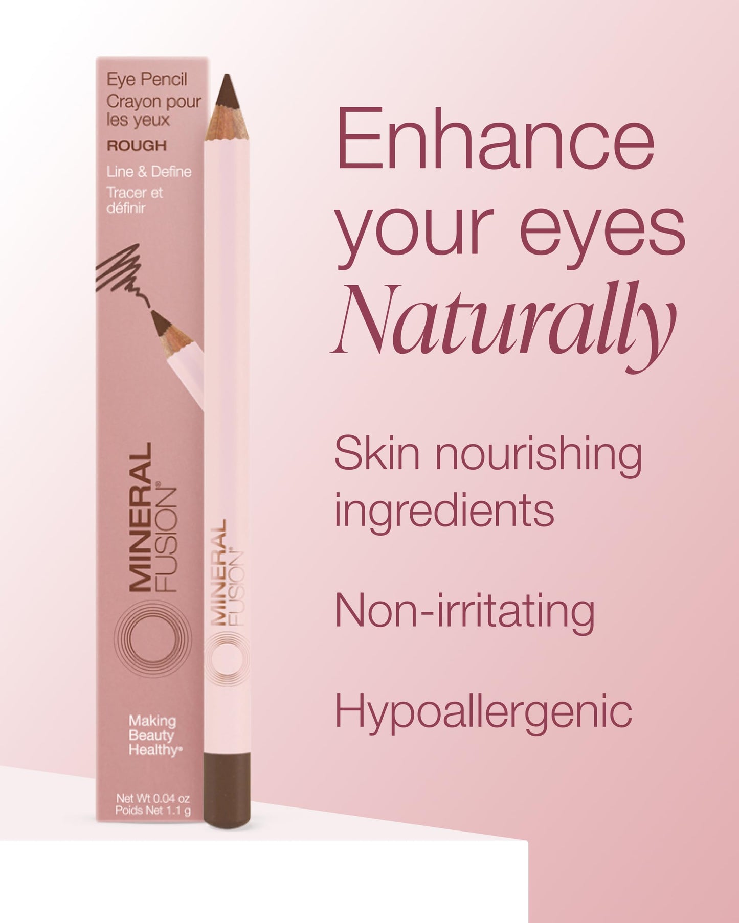 Mineral Fusion Eye Pencil (Light Brown - Rough) - Eyeliner with Soothing Chamomile, Meadowfoam & Vitamin E - Smooth & Long Lasting, Hypoallergenic Beauty & Personal Care Mineral Fusion