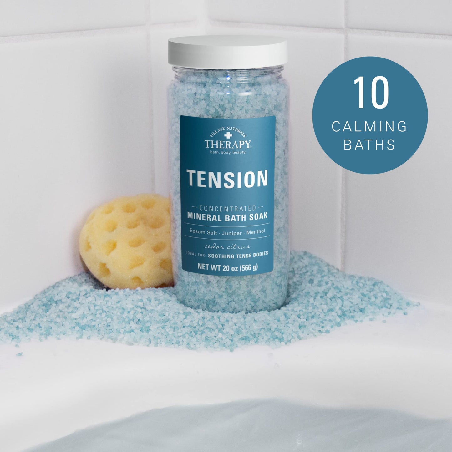 Village Naturals Therapy Tension Concentrated Mineral Bath Soak, Cedar Citrus Scent, 20 Oz, Pack of 3 Beauty and Personal Care Village Naturals Therapy