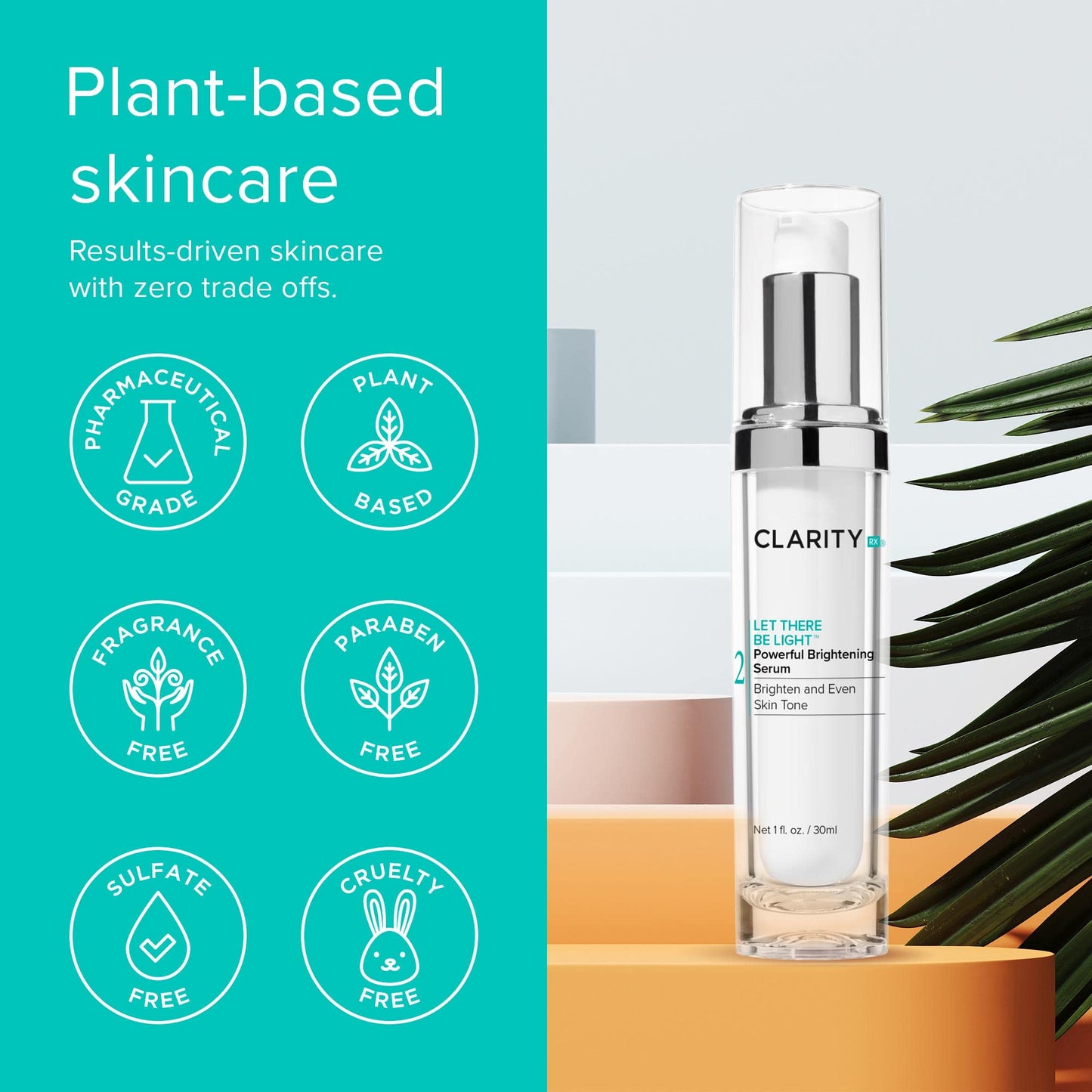 ClarityRx Let There Be Light Powerful Brightening Face Serum, Plant-Based Natural Hydrating Treatment with Hyaluronic Acid for Hyperpigmentation, Dark Beauty & Personal Care ClarityRx