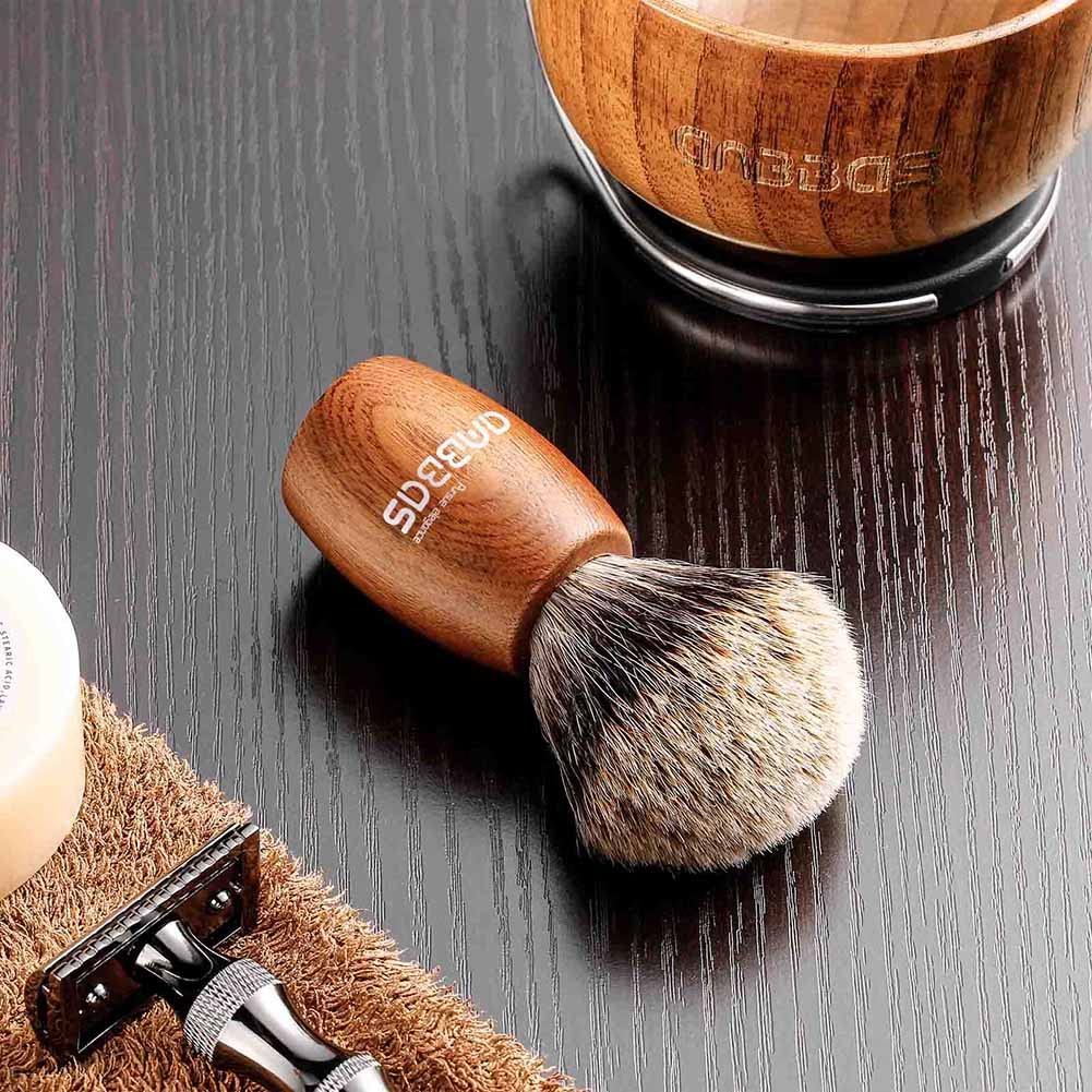 Anbbas Pure Badger Hair Shaving Brush Wood Handle and Large Soap Bowl with Stainless Steel Shaving Stand 3in1 Kit for Men Beauty and Personal Care Anbbas