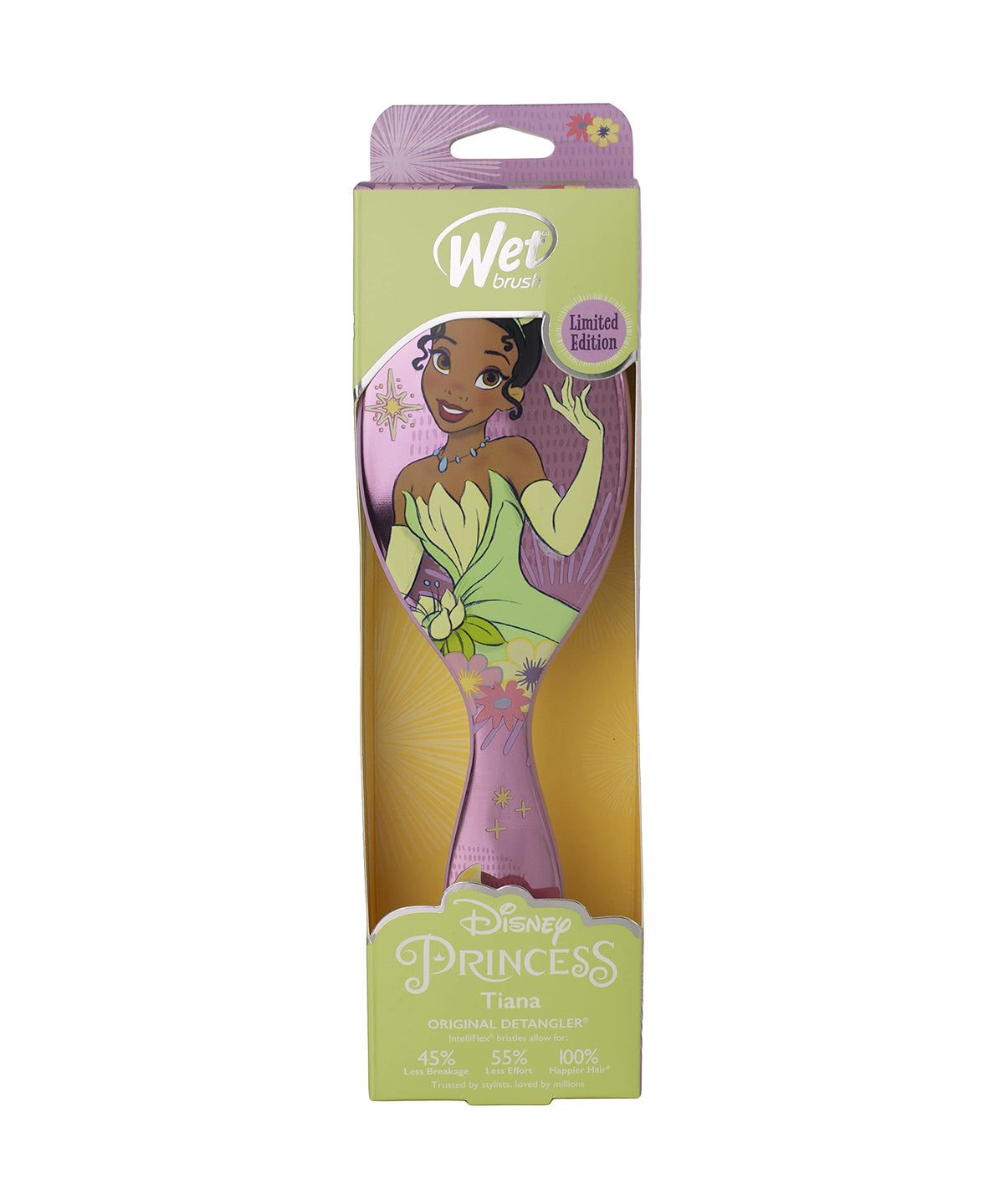 Wet Brush Disney Original Detangler Brush Princess Wholehearted - Tiana, Light Purple - All Hair Types - Ultra-Soft IntelliFlex Bristles Glide Through