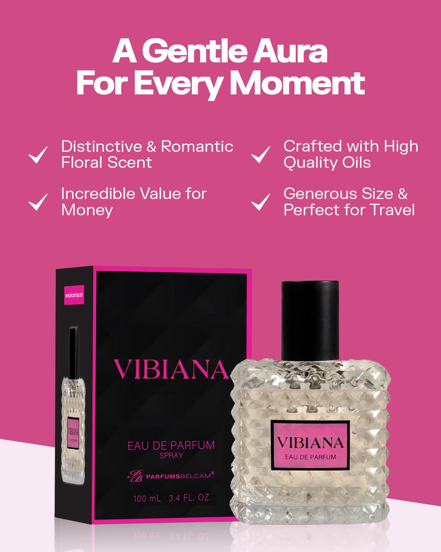 PB ParfumsBelcam Vibiana Eau de Parfum for Women - Warm Floral-Woody Perfume with Black Currant, Jasmine Tea & Bourbon Vanilla - Sweet Modern Beauty & Personal Care PB ParfumsBelcam