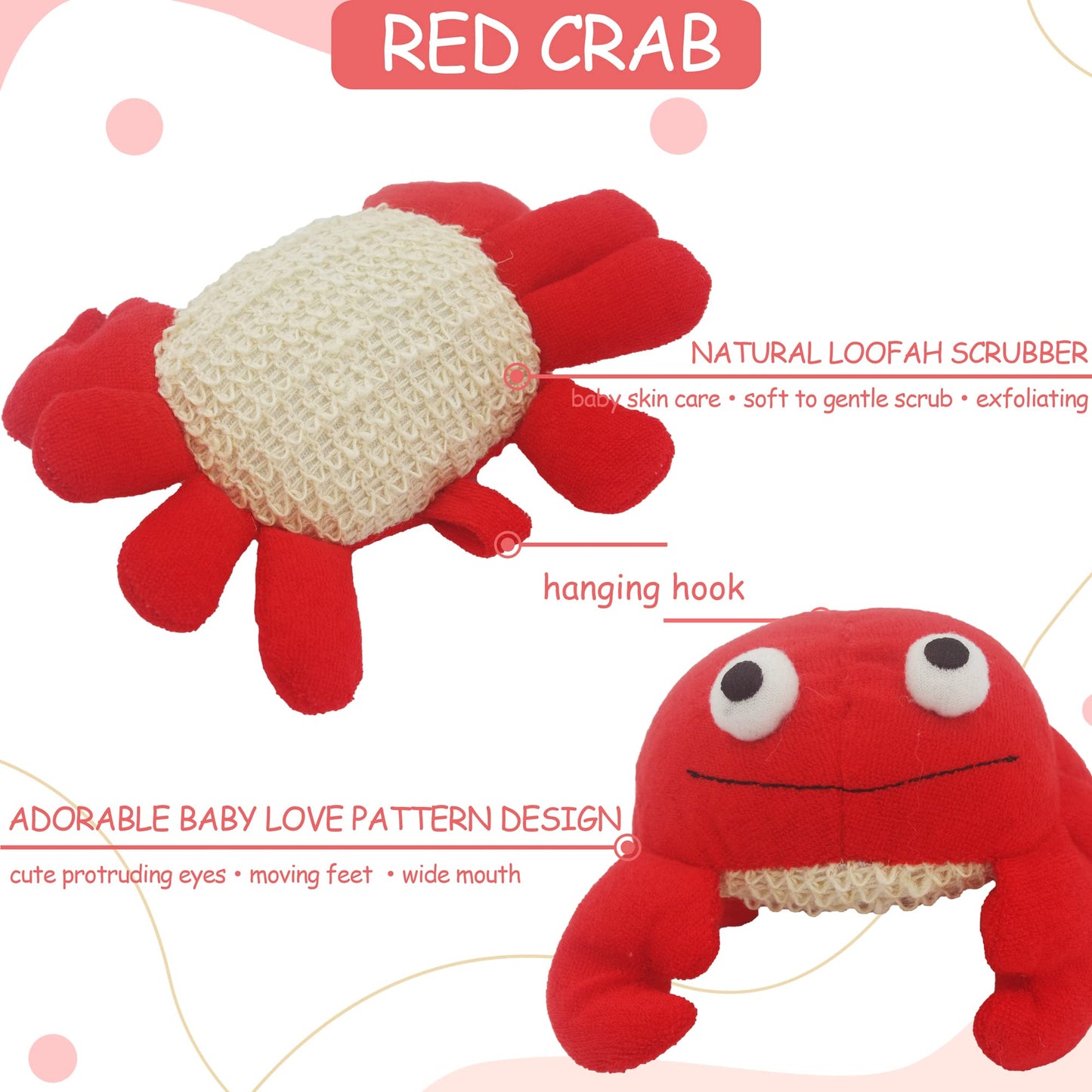 Bleu Bath (2 Pack) Animal Body Scrubber Natural Linen Shower Ball for Toddler Kids Gentle Exfoliating Bath Sponge Loofah Pouf in Yellow Starfish Red Beauty & Personal Care Bleu Bath