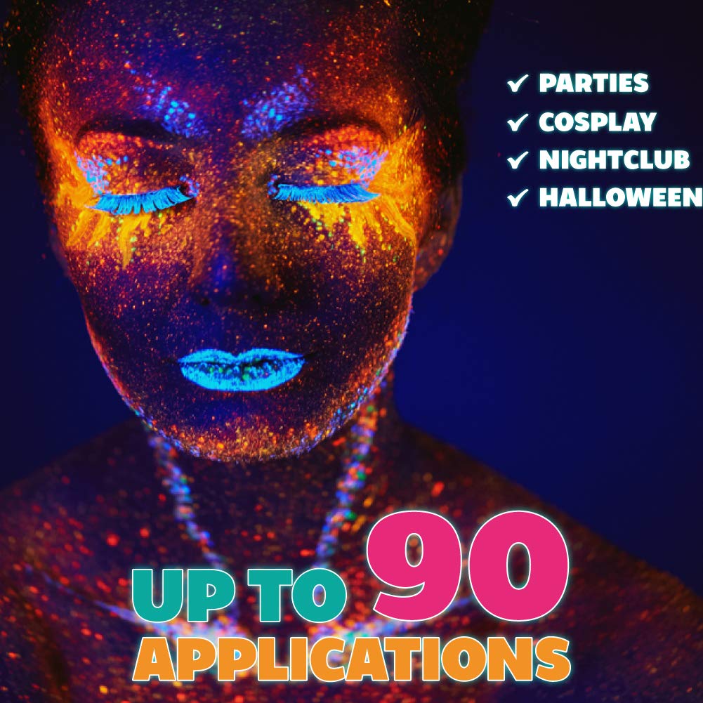 Kraze FX 6 Color Neon Face& Body Paint Palette (6 gram) with Brush - Water Activated, Professional UV Glow Blacklight Reactive Face Painting Kit Beauty & Personal Care Kraze FX