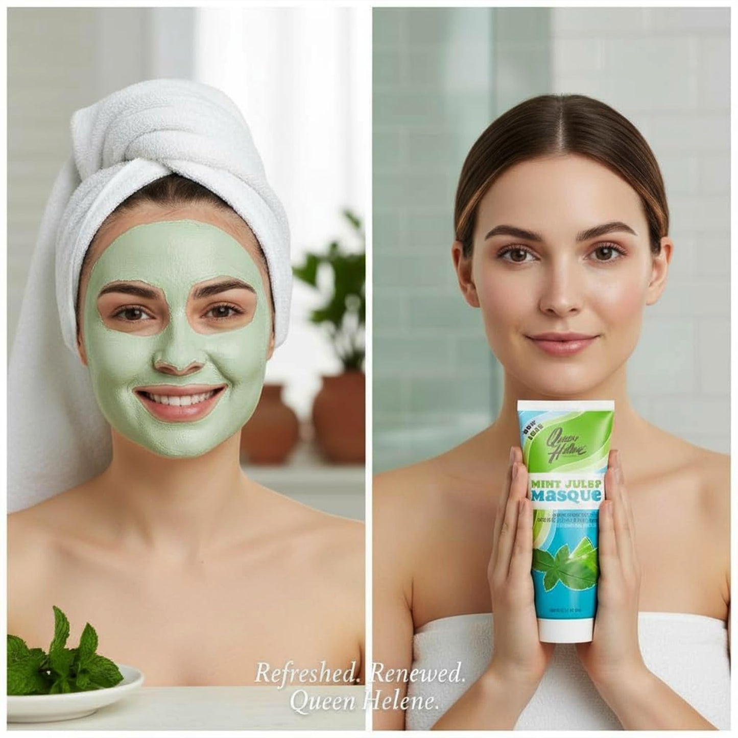 Queen Helene Mint Julep Masque 8 oz - Deep Cleansing Clay Face Mask for Oily & Acne-Prone Skin | Purifies Pores & Soothes with Refreshing Mint | Beauty & Personal Care Queen Helene