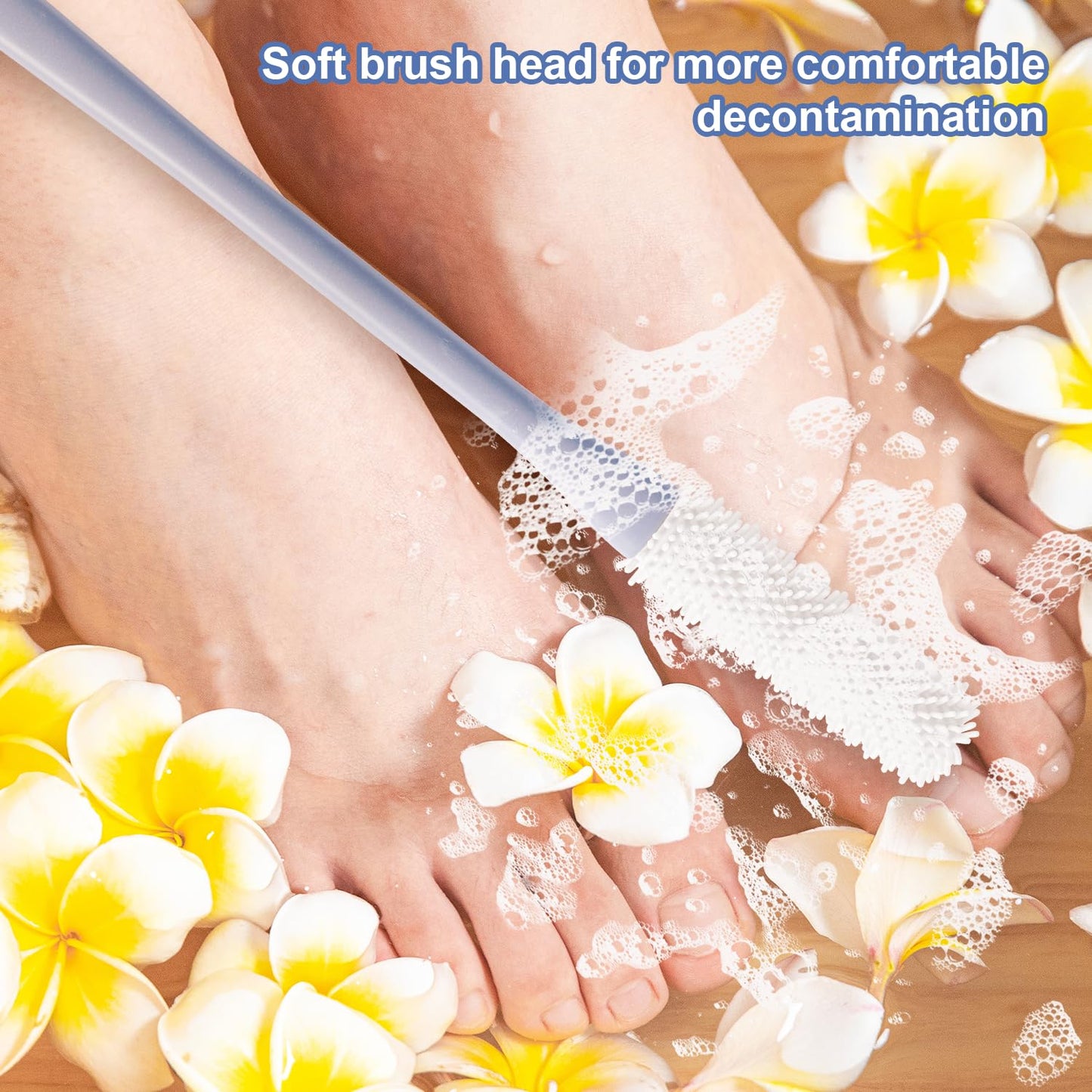 2pcs Toe Seam Massage Brush for Shower, Long Handle Foot Scrubber Brush Soft Rubber Foot File Between the Toe Gap Cleaning Brush Foot Applicator Beauty and Personal Care NQEUEPN