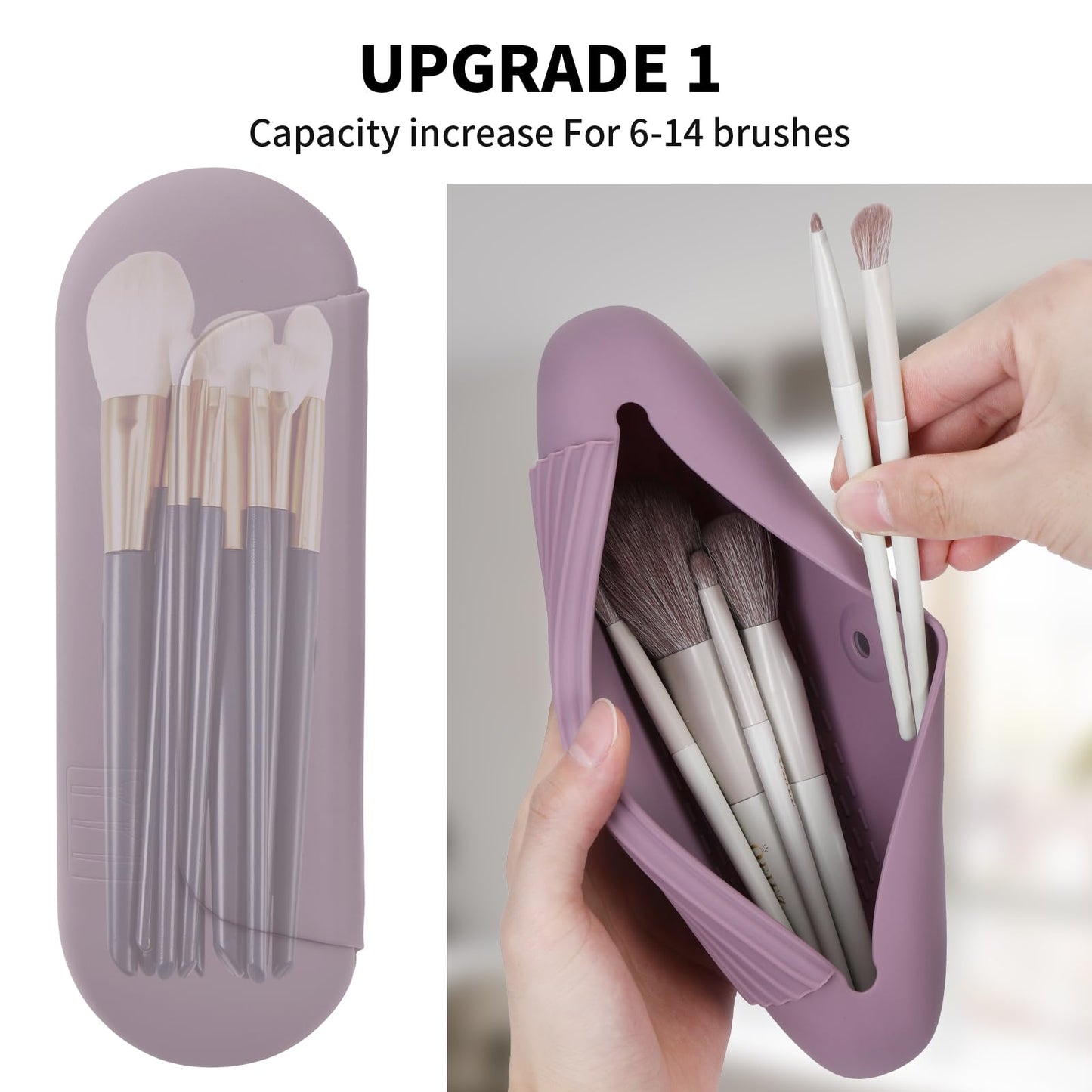 AGIKET Silicone Makeup Brush Holder Travel Cosmetic Bag:Soft Portable Cosmetic Face Brushes Holder with Upgrade Anti-Fall Out Magnetic Closure, Large Beauty and Personal Care AGIKET