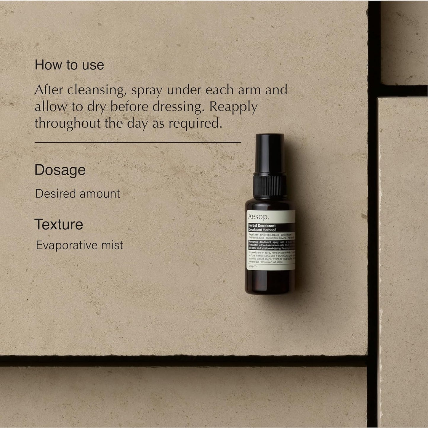 Aesop Aluminum Free Herbal Deodorant Spray for Women & Men - Sage Leaf and Zinc to Reduce Odor and Bacteria + Witch Hazel Soothes Skin - Vegan Beauty and Personal Care Aesop
