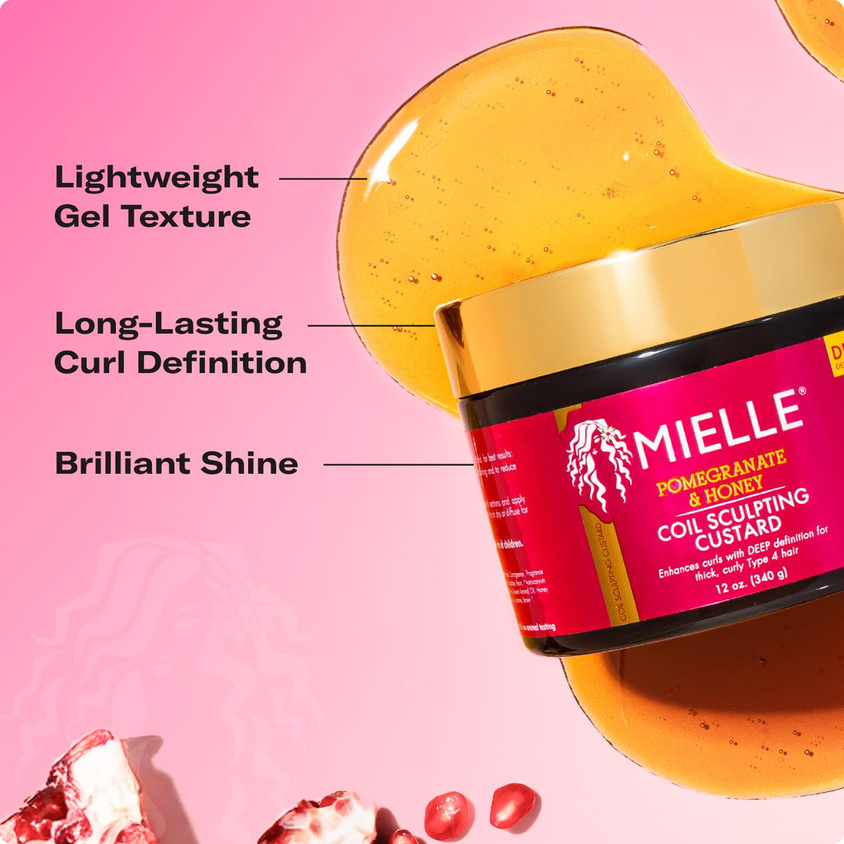 Mielle Organics Pomegranate & Honey Curl Cream - Coil & Curl Defining Hair Cream for Type 4 Hair - Hydrates, Controls Frizz, Conditions & Adds Shine Beauty & Personal Care Mielle Organics