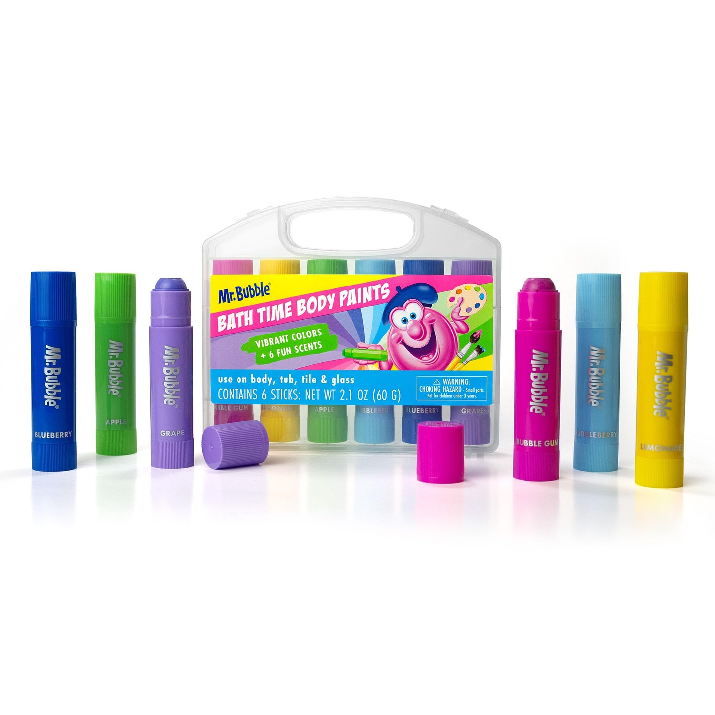 Mr. Bubble Bath Time Body Paints - 6-Color Washable Bath Paint Sticks with Gentle, Kid-Safe Formula - Fun Tub Time Art Set with Scented Colors Beauty & Personal Care Mr. Bubble
