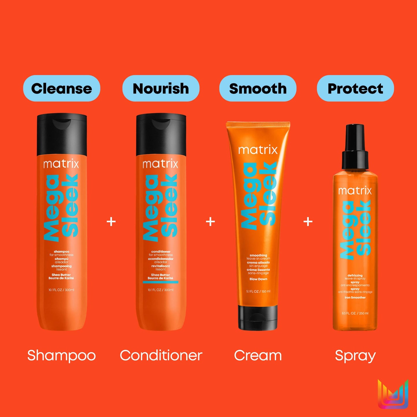 Matrix Mega Sleek Blow Down Smoothing Leave-In Cream - Smooths Hair, Detangles, & Tames Frizz, Heat Protectant, For Dry, Damaged & Frizzy Hair, 5.1 Fl Beauty & Personal Care MATRIX