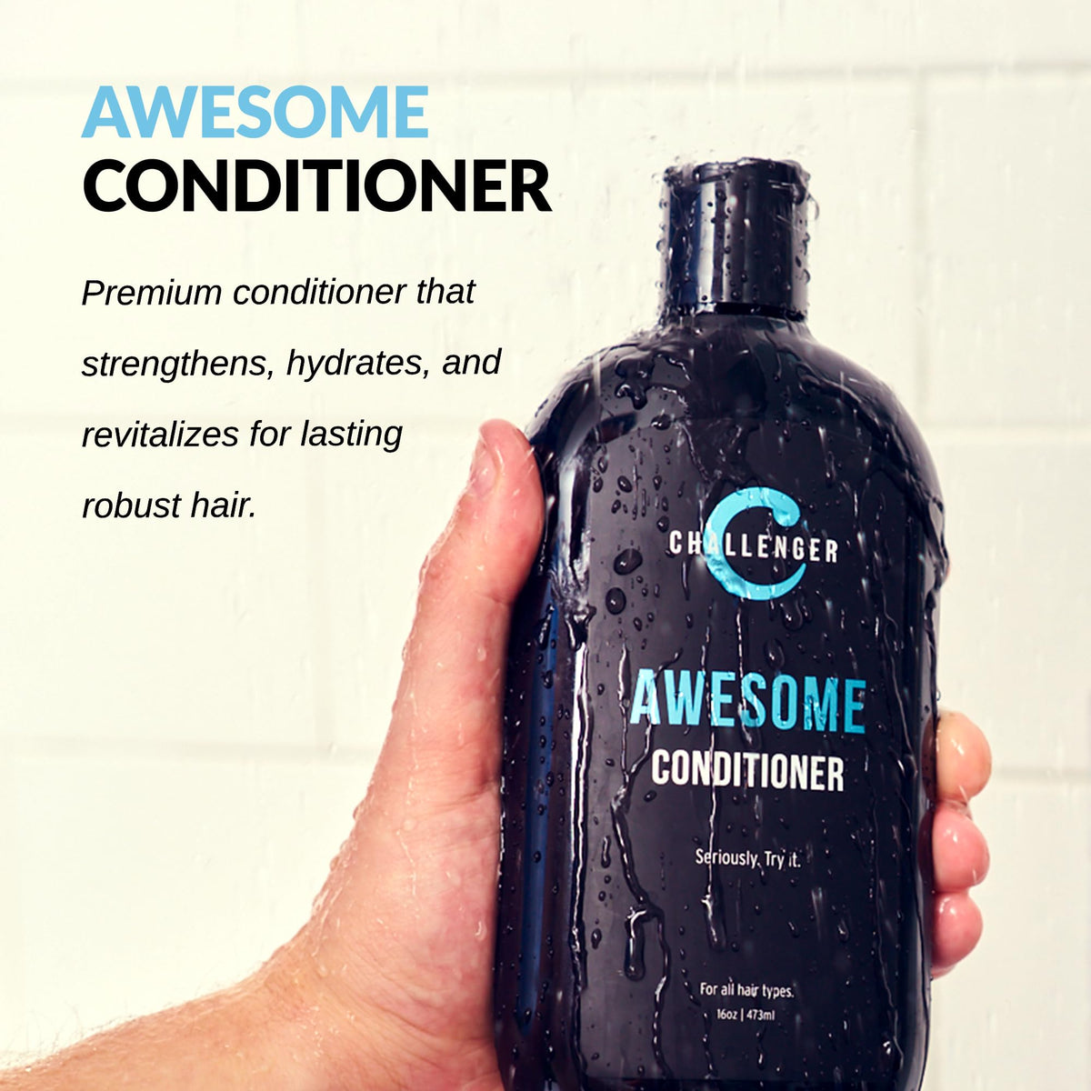 Challenger Awesome Mint Conditioner | Men's Shower Product | For Itchy & Dry Scalp | Removes Dirt & Oils | Coconut Oil, Jojoba Oil, Hydrolyzed Keratin Beauty & Personal Care Challenger