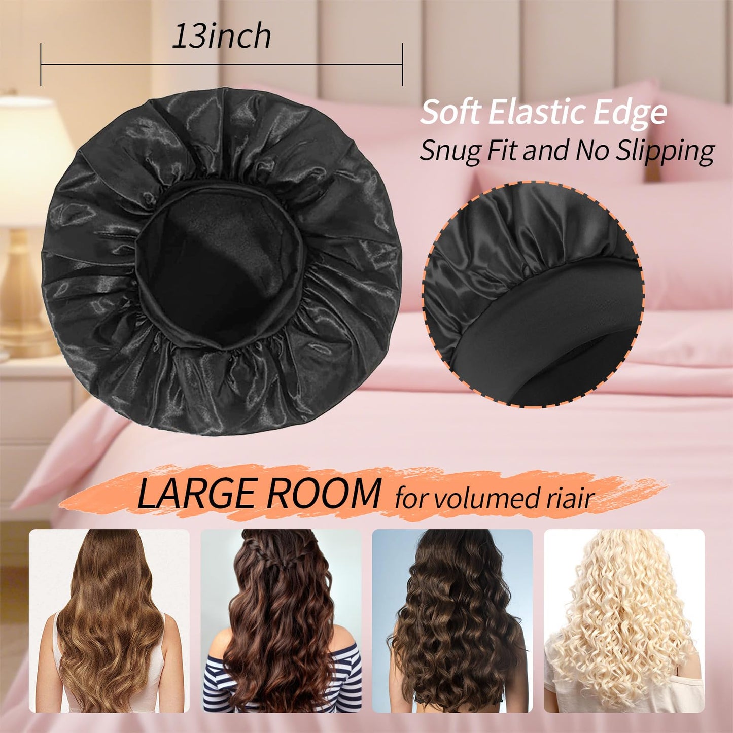 Satin Bonnet for Women 5 Pack Mixed Colors - Adjustable No-Slip 30cm Sleep Caps for Curly Hair, Breathable Hair Wraps for Sleeping, Shower, Beauty Beauty and Personal Care genbabo