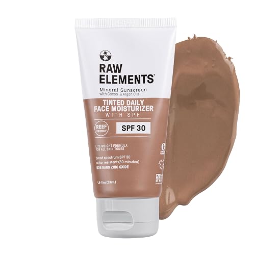 Raw Elements Tinted Daily Face Moisturizer All-Natural Mineral Sunscreen | Non-Nano Zinc Oxide, 95% Organic, Reef Safe, SPF 30, in Bio-Resin Tube Beauty & Personal Care Raw Elements
