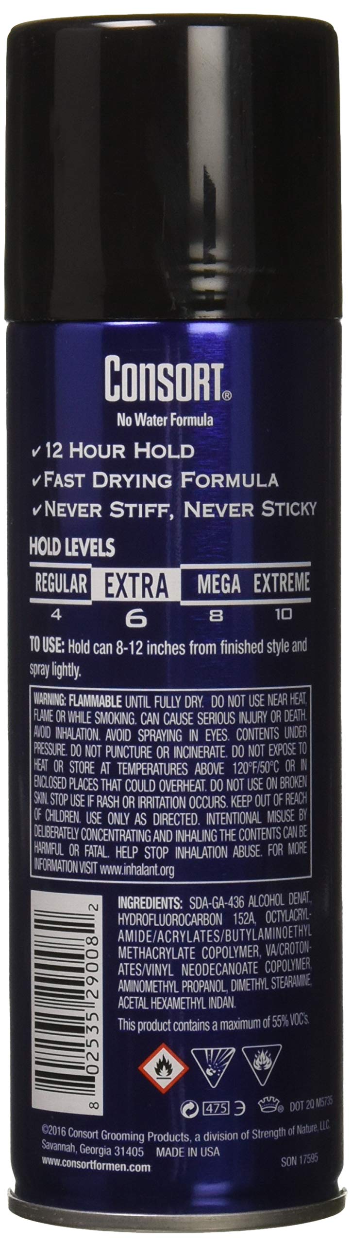 Consort For Men Hair Spray Unscented Extra Hold 8.30 oz (Pack of 3) Beauty & Personal Care Consort
