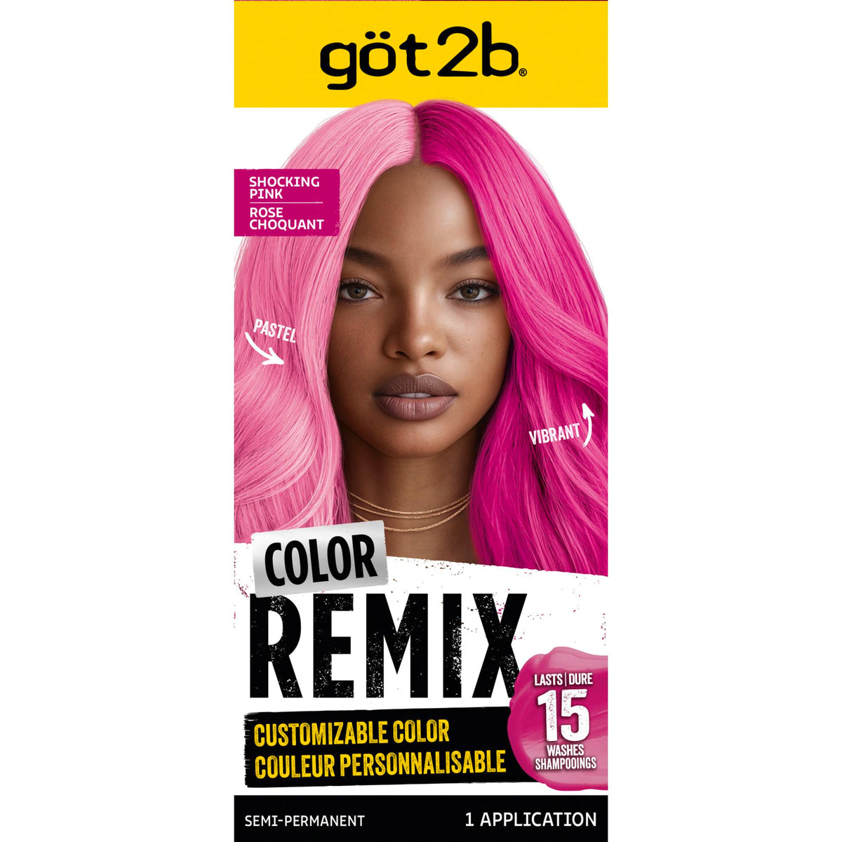got2b Color Remix Semi-Permanent Hair Color, Shocking Pink 093, Customizable Temporary Hair Dye to Create A Vibrant or Pastel Shade, Easy At-Home Beauty & Personal Care Got2B