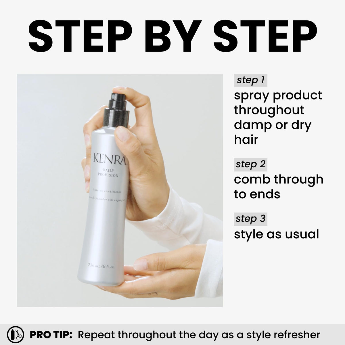 Kenra Daily Provision Leave-In Conditioner | Hydrates, Detangles, & Adds Shine | Tames Frizz & Flyaways | Thermal Protection | Helps To Resist