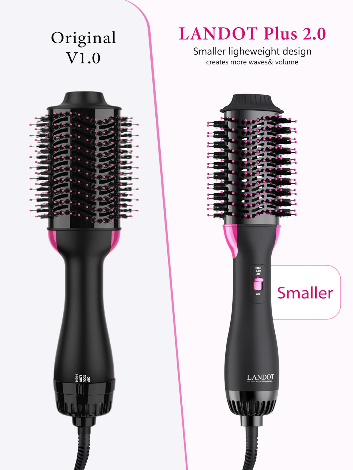 Hair Blow Dryer Brush 2.4 in Hot Air Styler for Volumizing Smooth Blowouts