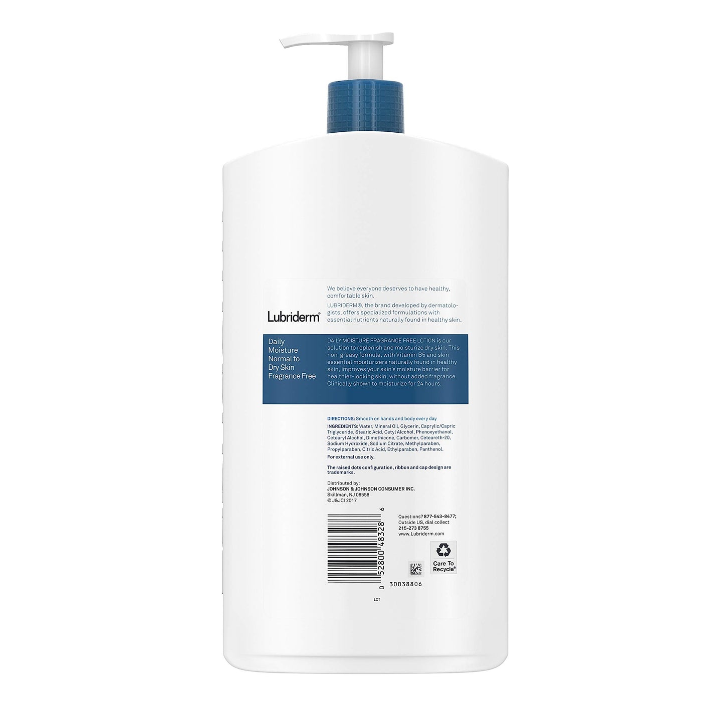Lubriderm Daily Moisture Hydrating Unscented Body Lotion with Vitamin B5 for Normal to Dry Skin, Non-Greasy and Fragrance-Free Lotion. 24 fl. oz Beauty & Personal Care Lubriderm