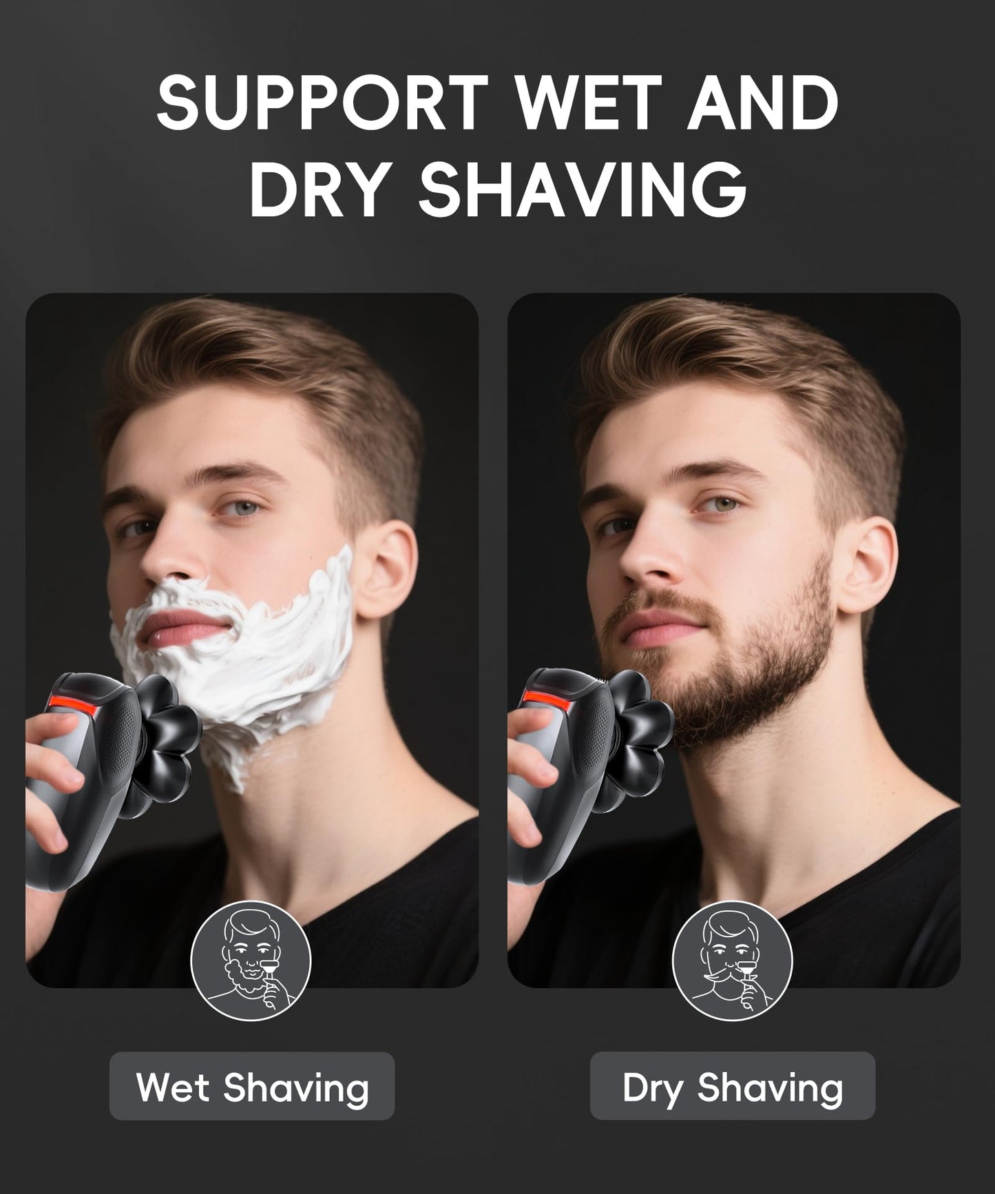 MALEGEBAZ Head Shavers for Bald Men, 5-in-1 Men's Grooming Kit, Electric 7D Rotary Head Shaver, IPX8 Waterproof Wet/Dry, Matte Black Beauty and Personal Care MALEGEBAZ