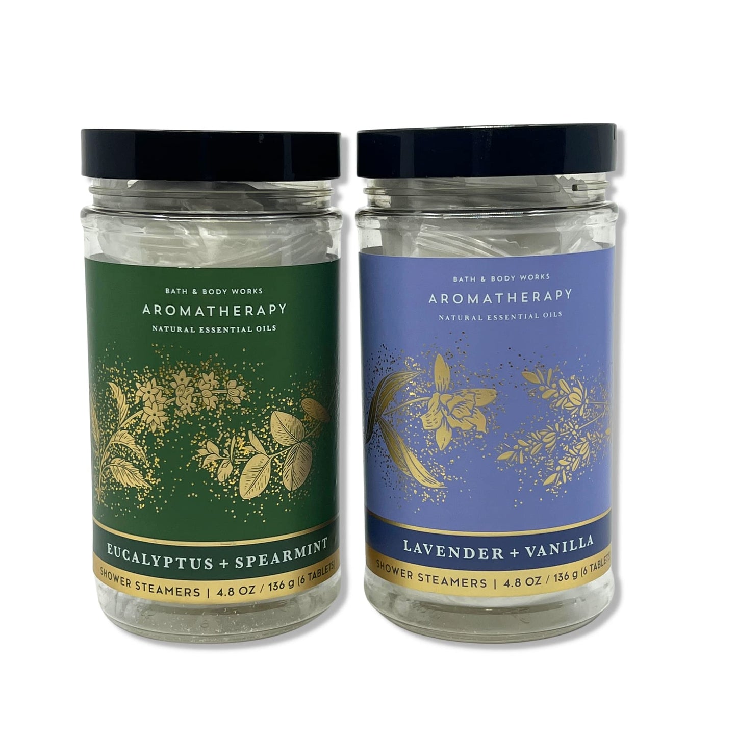 Bath & Body Works - Aromatherapy - Shower Steamers, 6 Tablets Each - 2 Pack Bundle - Lavender Vanilla and Eucalyptus Spearmint Beauty and Personal Care Bath & Body Works