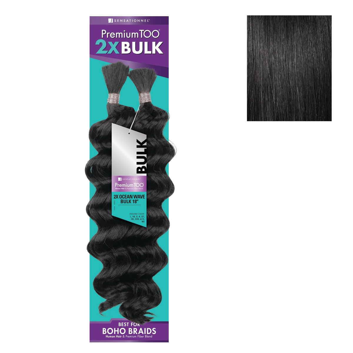 Sensationnel PremiumToo Bulk Weaving-2X Ocean Wave,1pk 18in, 1 JETBLACK