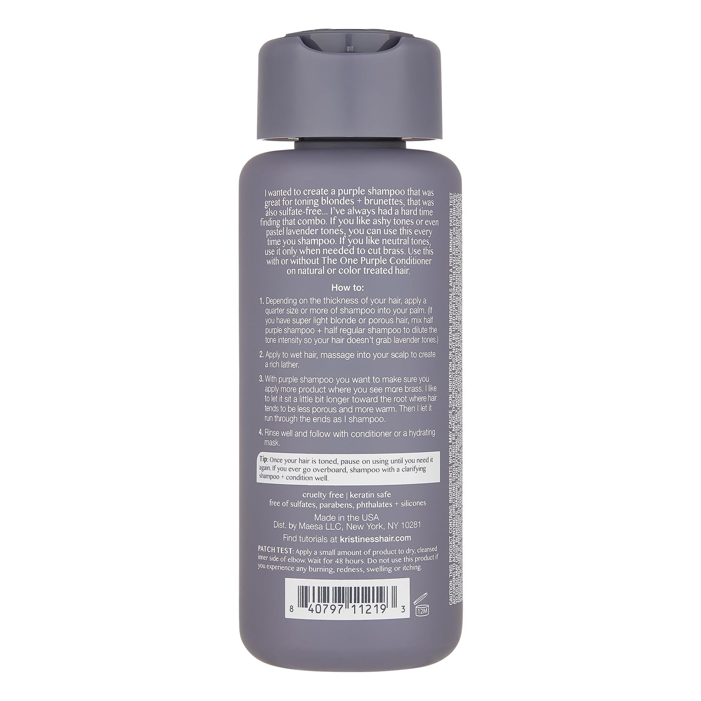 Kristin Ess Hair The One Purple Shampoo for Toning Blonde Hair - Neutralizes Brass + Yellow Tones, Shine Restoring - Sulfate, Silicone and Paraben Beauty & Personal Care Kristin Ess