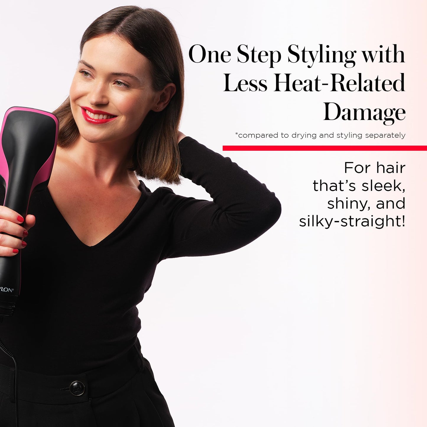 REVLON One-Step Hair Dryer and Styler, All-in-One Detangling and Straightener Brush for Salon-Quality Smooth, Straight Hair, More Shine and Less Beauty & Personal Care REVLON