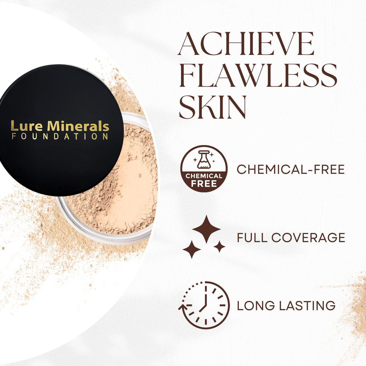 Lure Minerals Foundation Loose Powder 8g Sifter Jar- Choose Color,free of Harmful Ingredients (Compare to Bare Minerals (Fair Matte 8 Grams)