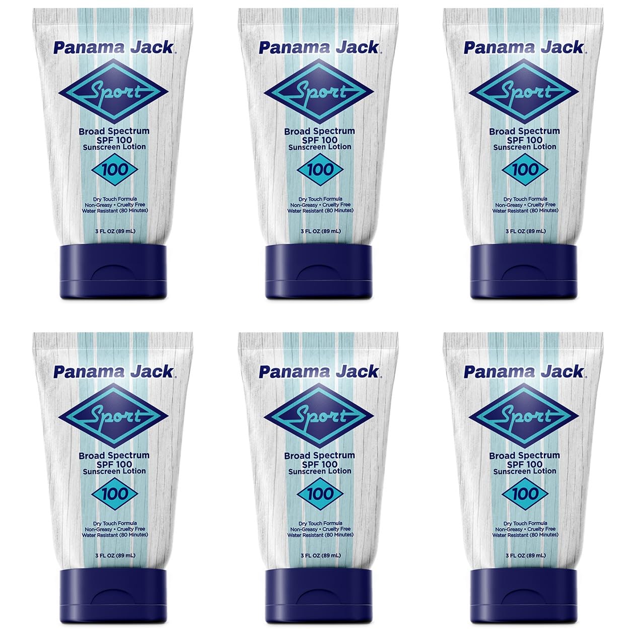 Panama Jack Sport Sunscreen Lotion - SPF 100, Broad Spectrum UVA/UVB Protection, Non-Greasy, PABA, Paraben, Gluten & Cruelty Free, 3 FL OZ (Pack of 6) Beauty & Personal Care Panama Jack