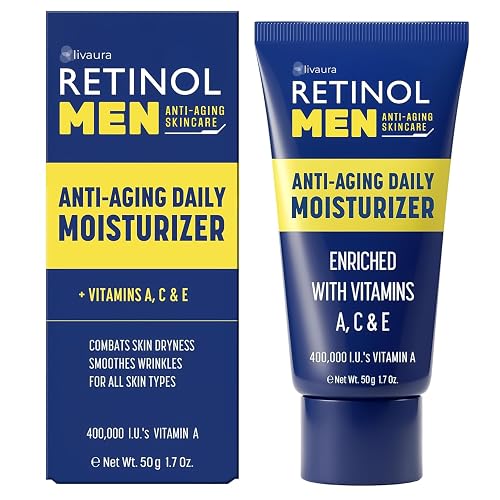 LIVAURA Retinol Men’s Face Moisturizer - Hydrating Face Cream & Faces Lotion for Men, Anti Aging Moisturizers for Dry Skin, Lightweight Facial Beauty & Personal Care Retinol