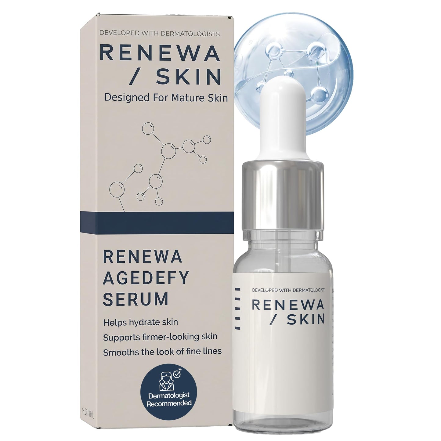 RenewaSkin AgeDefy Niacinamide 5% Serum Lightweight Hydrating Face Serum with Hyaluronic Acid and Antioxidants Brightening, Smoothing and Skin-Barrier Beauty & Personal Care Renewa Skin