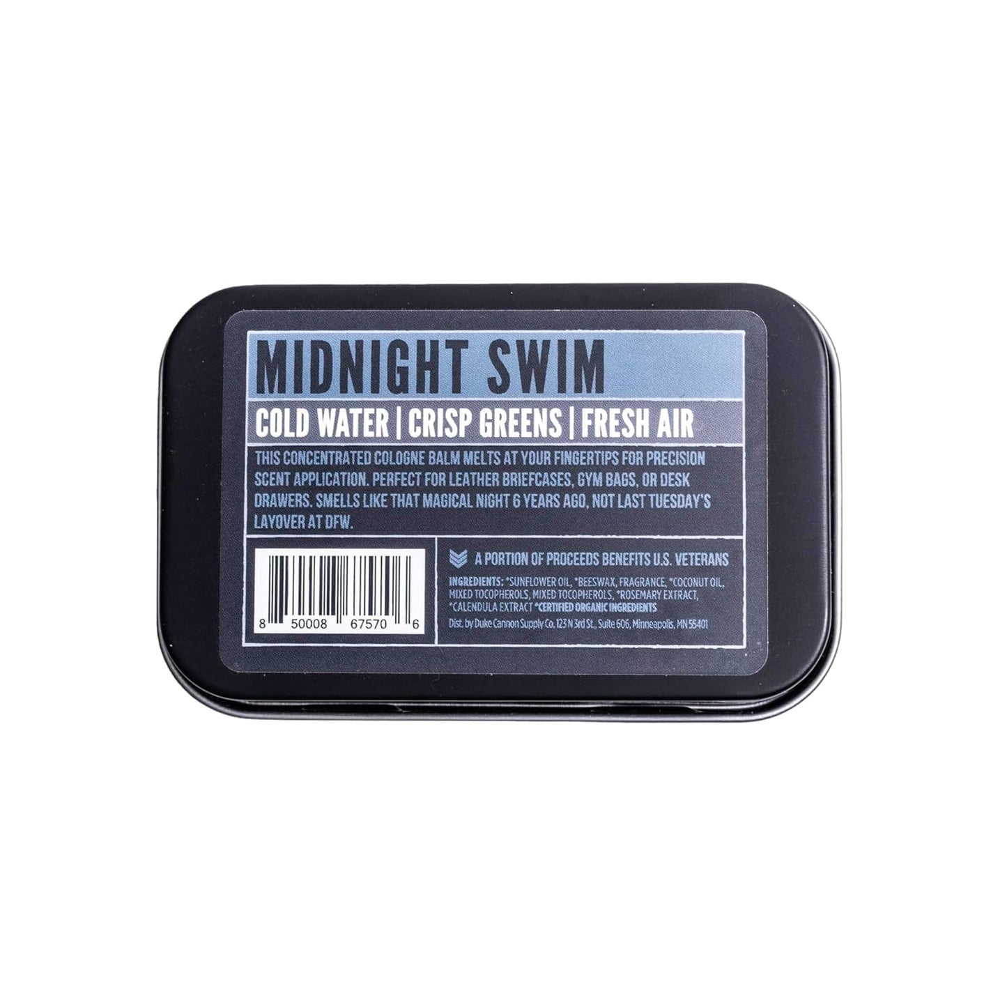 Duke Cannon Supply Co. Solid Cologne for Men Midnight Swim - Cold Water, Crisp Greens, Fresh Air - Concentrated Balm, Coconut Oil, Travel-Friendly Beauty & Personal Care Duke Cannon Supply Co.