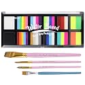 Water Activated Face Paint, Highly Pigmented Facepaint Makeup Kit, Quick-Drying Body Paint for Adults, Split Cake Face Paint with 4 Paint Brushes Beauty & Personal Care BRIMFULITE