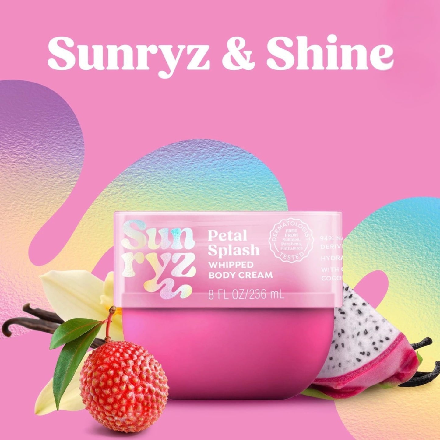 PDC Brands Sunryz Limited Edition Summer Scented Body Wash and Whipped Body Cream Duo, Petal Splash, 12 FL OZ Body Wash, 8 OZ Body Cream, 2 Piece Set Beauty & Personal Care PDC Brands