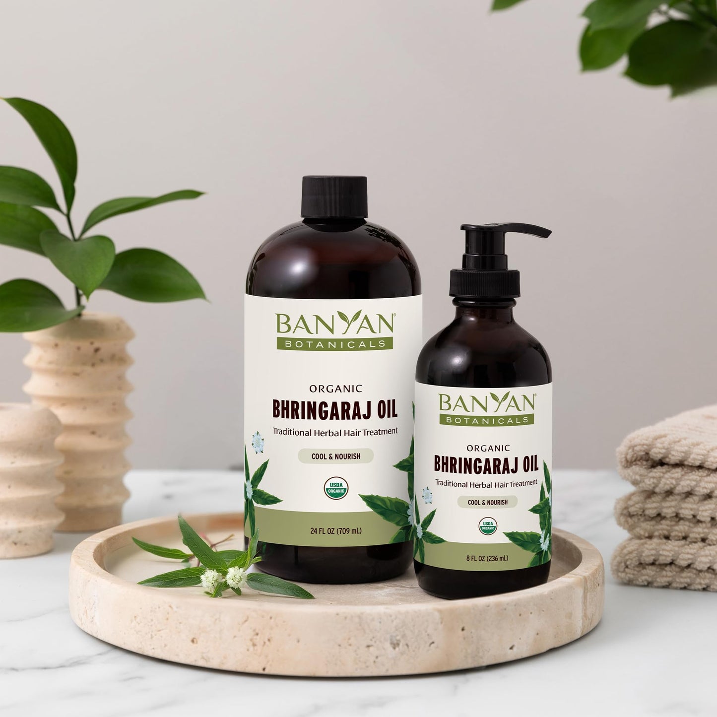 Banyan Botanicals Organic Bhringaraj Oil - Supports Healthy Hair Growth - Oil Made with Traditional Methods - 8 oz. - Non-GMO Sustainably Sourced Beauty & Personal Care Banyan Botanicals